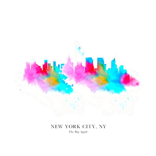 H+CO Inspired New York Cityscape Skyline, The Big Apple City Wall Art Print Decor, Ideal for Home or Office, 11 x 14 Inch