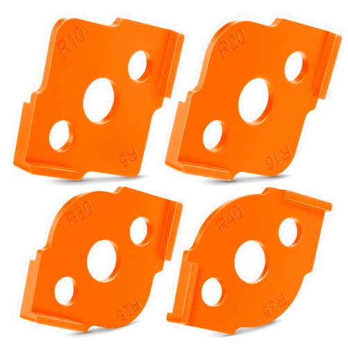 Xuhal 4 Pcs Router Corner jig Radius Template 8 Radius Angle Corner Routing Rounded Bit Templates Hardness ABS CNC Quick Jig for Woodworking(Orange)