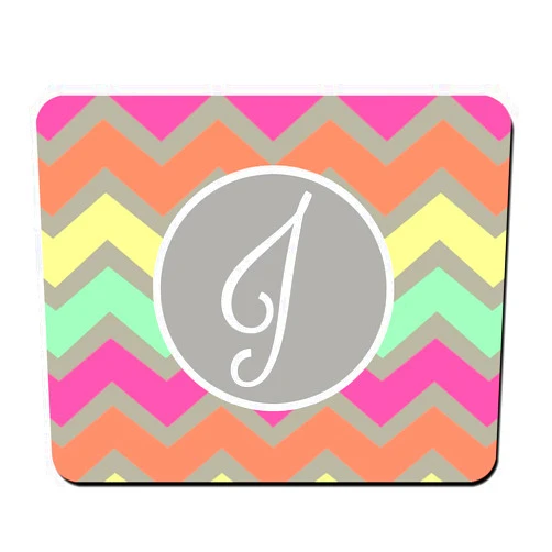 Justin Lee Mouse Pad Personalized Gift Xmas Gift Colorful Chevron vs Initial J Monogram Gaming Mouse Pad for Men Women 9.4x7.8 inches (J)