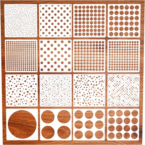 Prasacco 16 Pcs Circle Stencils for Drawing, Round Geometric Stencils Polka Dot Stencils Mixed Media Circle Painting Stencil for Drafting Wood Furniture Pillow Wall Scrapbook Card DIY Crafts