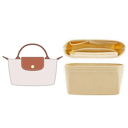 Doxo Longchamp Mini Organizer Insert,Suitable for Le pliage XS and More,Keeps Tote Handbags Shaped & Neat(Beige,Mini)