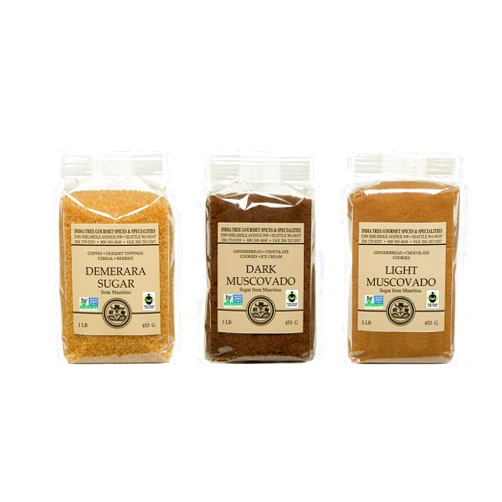 India Tree Mauritius Sugars Chef's Pack - Demerara, Dark Muscovado, and Light Muscovado - 3 Pounds Total