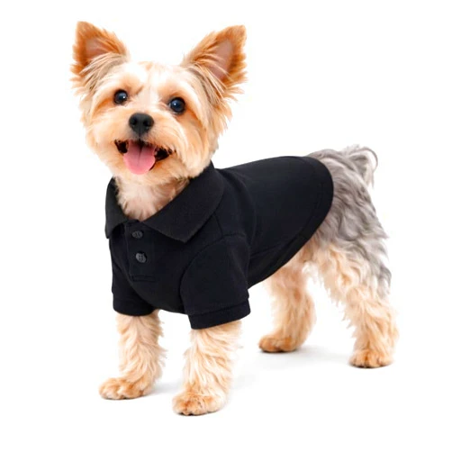 lovelonglong Basic Dog Polo Shirts Premium Cotton, Polo T-Shirts for Large Medium Small Dogs with a Two-Button Collar Blank Color Black M