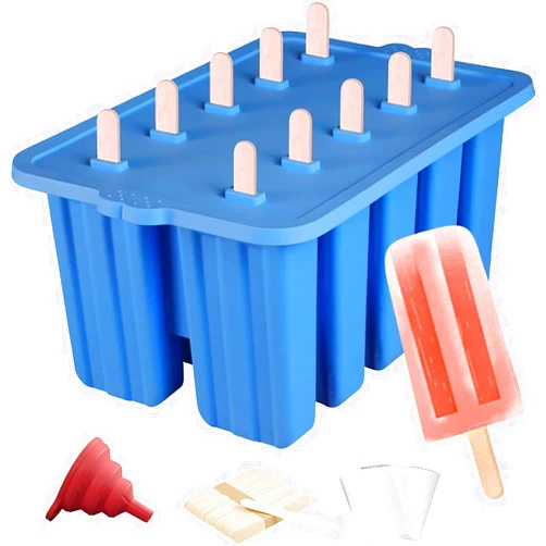 Waybesty Silicone Popsicles Molds,Popcylce Molds,Food Grade Reusable Popsicle Molds for Kids,Homemade Popsicles Molds,Ice Cream Mold,Ice Pop Molds Maker with Popsicle Stick,Popsicle Bag,Funnel (Blue)