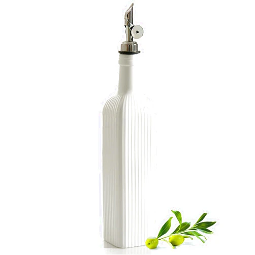getstar 18 oz Olive Oil Dispenser Bottle for Kitchen, Ceramic Oil Bottle with Automatic Stainless Steel Pourer
