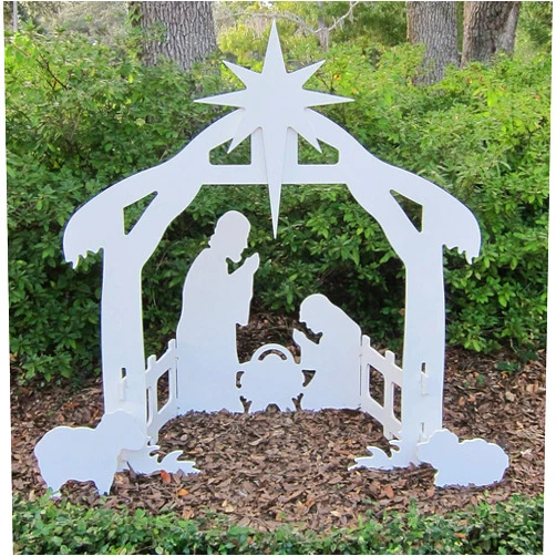 Teak Isle Outdoor Nativity Set. Weatherproof Outdoor Nativity Scene Christmas Decor for Yards & Lawns. Made in USA, Durable Materials, Simple Assembly, Compact Storage. White. Solid Plastic