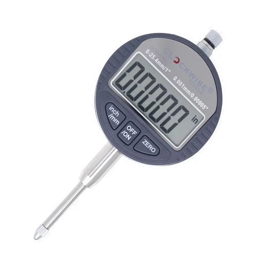 Clockwise Tools Digital Indicator, DITR-0105N 0-1 Inch/25.4 mm, Inch/Metric Conversion, 0.00005 Inch/0.001mm Resolution, No Auto Off