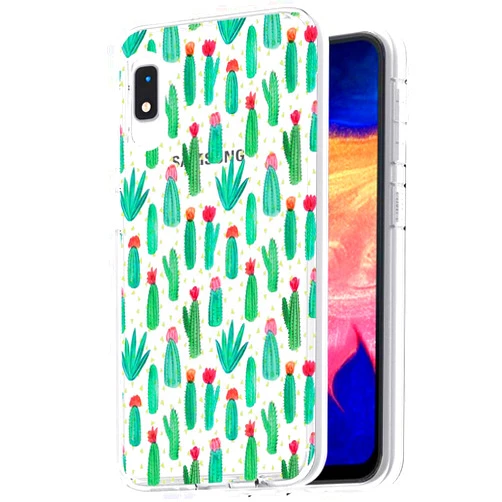 Topeiye Flowers Clear Slim Designed for Galaxy A10e Case, Shock-Absorption Floral Flexible Soft TPU Rubber Protective Cover for Samsung Galaxy A10E (Cactus)