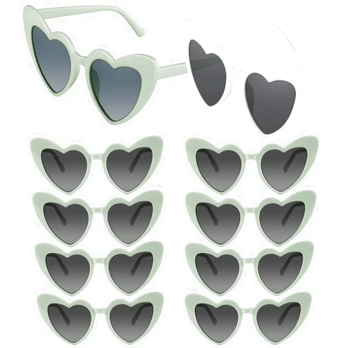 Bouiexye 10 Pack Bachelorette Sunglasses Heart Shaped Sunglasses Vintage Heart Glasses for Women Wedding Party Decor