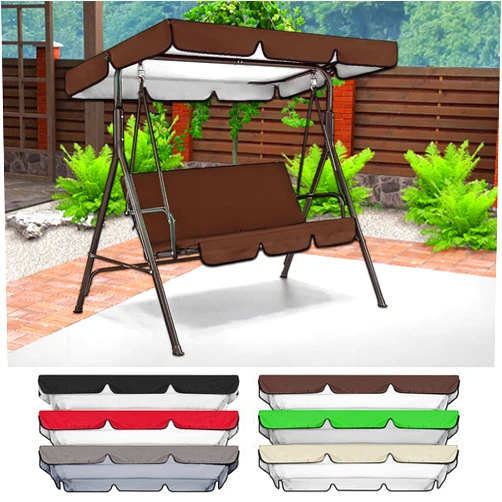Longaoa Patio Swing Canopy Replacement Cover 3 or 2 Seater Swing Chair Top Covers Waterproof Sun Shade Outdoor Garden Courtyard Porch Sunscreen Protection (Black, 76.749.2 IN)