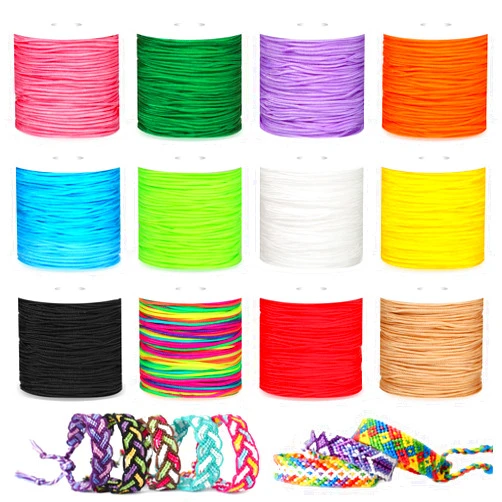 Selizo 12 Rolls Nylon String for Bracelets, Chinese Knotting Nylon Cord for Jewelry Making, Nylon Beading Thread for Kumihimo, Braided Bracelets, Necklaces, Macrame Craft, Wind Chime