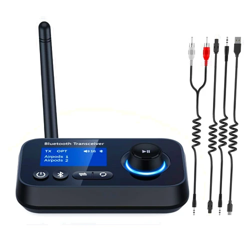 Ifofo Bluetooth Transmitter Receiver 3-in-1 Wireless Bluetooth Audio Adapter for Tv/Home Stereo/Old Speakers/Music Streaming Sound System Pair 2 Devices Long Range Low Latency RCA/Optical/Aux Cable