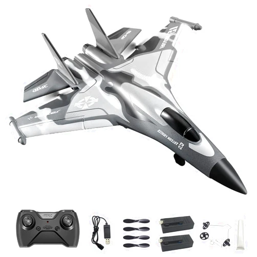 QuirkyGlee Rc Plane F-22, Stealth Raptor Remote Control Airplane 3 Channel Stunt Fighter with 3 Modes Xpilot Stabilization System Easy Fly for Beginners, Aircraft Toy Gift for Adults & Kids