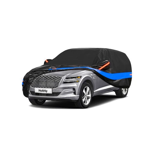 Holthly Heavy Duty Car Cover Custom Fit for Genesis GV80(2021-2025) All Weather, Outdoor Car Covers for Automobiles Weatherproof Waterproof Windproof Sun Rain Dust Snow Protection. Black Blue