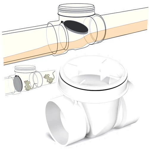 Tondiamo Backwater Valve Backflow Preventer Valve Drain Backflow Preventer Valve Prevent Sewage and Rainwater from Flowing Back(White PVC,4 Inch)