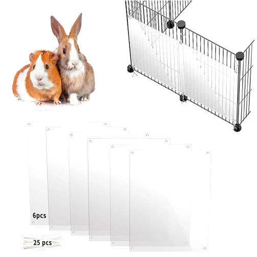 Oncpcare 6 Pack Pet Cage Liner Protection Rabbit Cage Urine Guard Clear Cage Edge Liner Guinea Pig Side Lining Habitat Siding Small Animal Cage Accessories - Keep Litter in The Cage, 10'' x 8.2''
