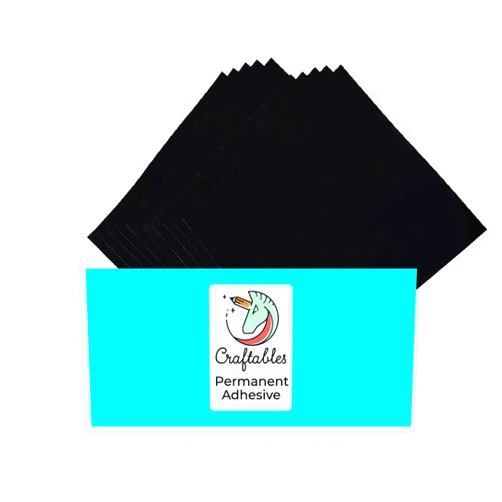 Craftables Black Vinyl Sheets - Permanent, Adhesive, Glossy & Waterproof | (10) 12
