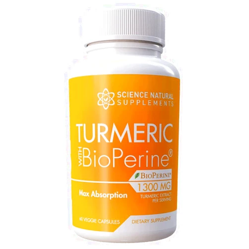 Science Natural Supplements Turmeric Capsules with Curcumin and Bioperine Black Pepper Extract - 60 Veggie Caps - for Joint Health with 95% Curcuminoids - Max Absorption Formula