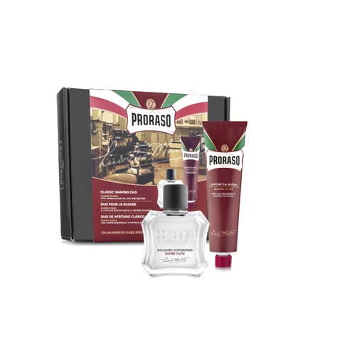 Proraso Classic Shaving Duo Kit, Nourishing for Coarse Beard Formula with Shaving Cream Tube and After Shave Balm