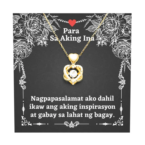 Generic American Filipino mothers - Nagpapasalamat ako dahil ikaw ang aking inspirasyon at gabay sa lahat ng bagay. - Heart Knot Gold Necklace