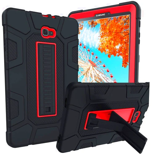 GUAGUA Galaxy Tab A 10.1 2016 Case SM-T580 T585 T587 Kickstand 3 in 1 Hybrid Hard Heavy Duty Rugged Shockproof Protective Anti-Scratch Tablet Case for Samsung Galaxy Tab A 10.1 2016 Black/Red