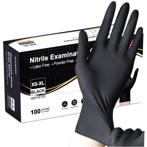Schneider Nitrile Exam Gloves -Small, 100-ct Box,Black Disposable Gloves Latex-Free, Powder-Free, Food Safe, Medical Gloves for Cooking, Cleaning, Examination