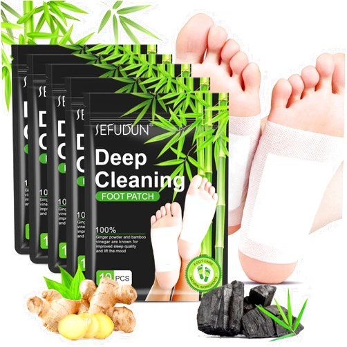 Tudiqe 50PCS Foot Pads, Pure Natural Bamboo Vinegar Ginger Powder Foot Pad for Foot Care, Ginger Foot Pads for Better Sleep, Deep Cleansing Foot Patches