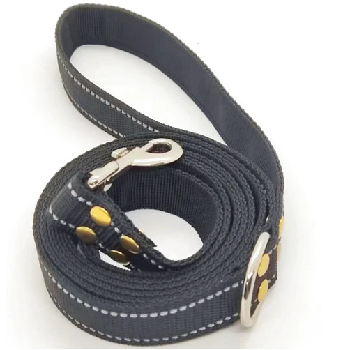 LWITDOG 7Foot Reflective Dog Leash for Large&Medium and Small Dogs, Strong and Durable Nylon Leashes for Walking and Training, D Ring ，Width: 3/4 inches and 1 inch (Size:S and M) (S, Black)