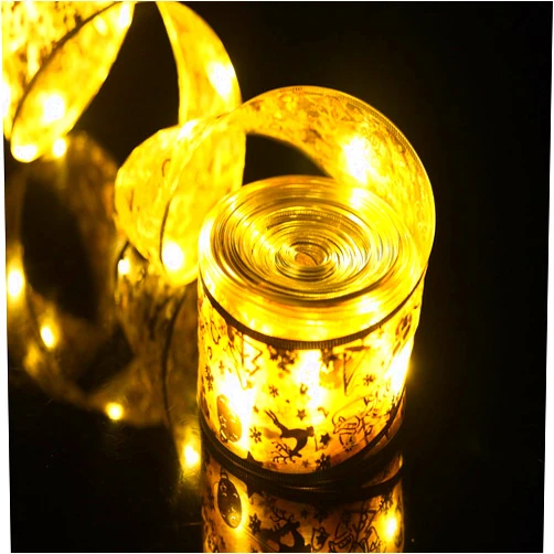 Dailyart Christmas Ribbon Lights Decorations Indoor : 46FT 100 LED Timer Ribbon Fairy Lights - 8 Modes Remote LED Christmas Tree Ribbon Indoor - Gold Warm Ribbon Lights Battery and USB - 2 Pack