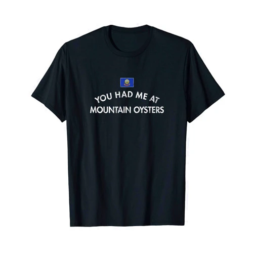 West USA Cattle Fries Eagle Idaho Festival Gift Rocky Mountain Oysters Deep Fried Bull Testicles Appetizers T-Shirt