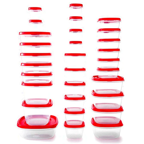 Rubbermaid 60-Piece Food Storage Containers with Lids, Microwave and Dishwasher Safe, Red Color, Ideal for Meal Prep and Pantry Storage