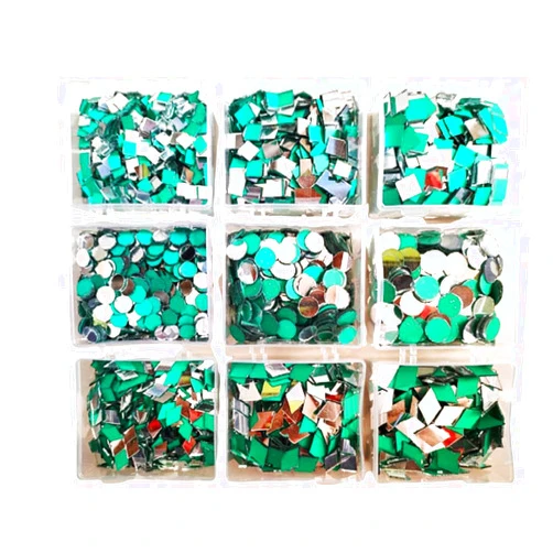 Teraiya's Lippan Art 9 Shape Mirrors Round Square and Diamond Shape (900 Pcs) with Free Storage Box Craft Work Mirror Kit for Jewellery Making