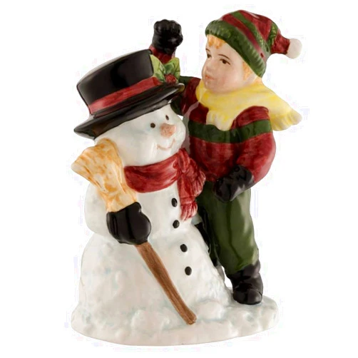 Aynsley Snowman and Boy Figurine, Porcelain, 6