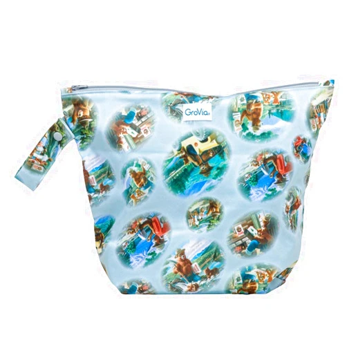 GroVia Reusable Zippered Wetbag for Baby Cloth Diapering and More (Bear in Mind)
