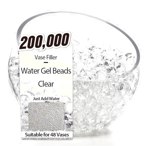 NOTCHIS 200,000 Clear Water Gel Beads for Vases, Tansparent Water Gel Beads for Vase Filler Beads, Candles, Wedding Centerpiece Floral Decorations