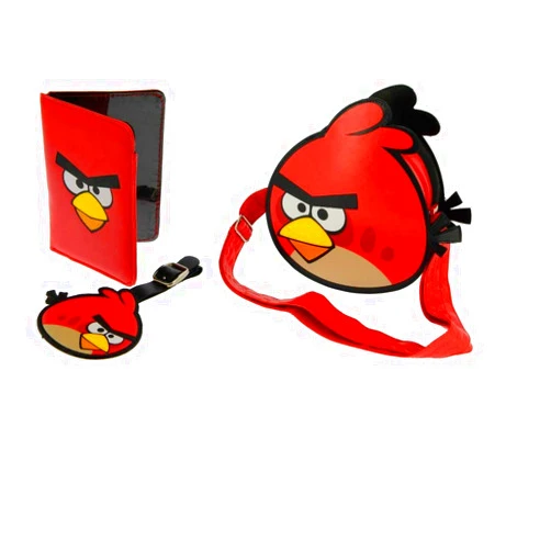 Angry Birds Travel Set (Passport Holder, Pilot Bag & Luggage Tag), Red, one