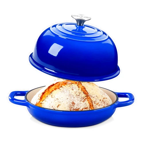 Velaze Enameled Cast Iron Dutch Oven for Bread Baking,5 QT Round Bread Oven Pot with Dome Lid for Sourdough, Roasting,Braising(Blue)