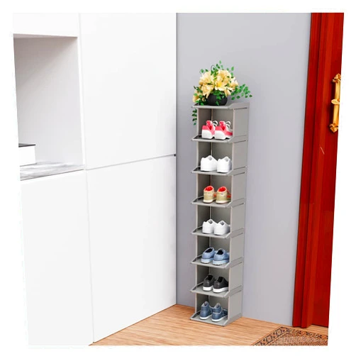 MADSOUKY Shoe Rack Tower 8 Tiers DIY Narrow Stackable Free Standing Skinny Shoes Cubby Storage Shelf Organizer for Entryway Hallway Garage