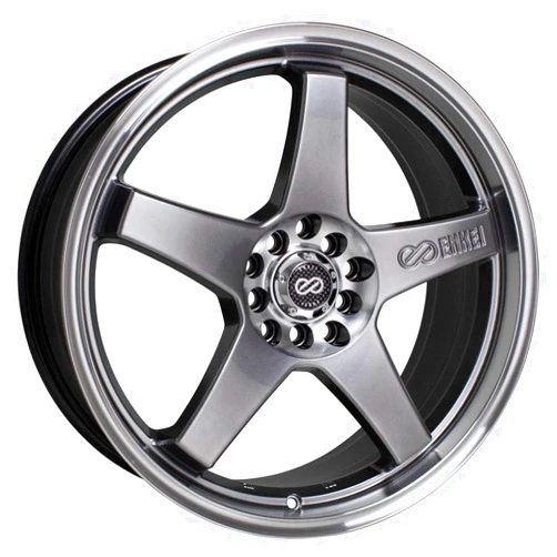 Enkei 17x7 Enkei EV5 (Hyper Black w/ Machined Lip) Wheels/Rims 5x100/114.3 (446-770-0238HB)
