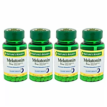 Nature's Bounty Melatonin 5mg, 360 Softgels (4 X 90 Count Bottles)