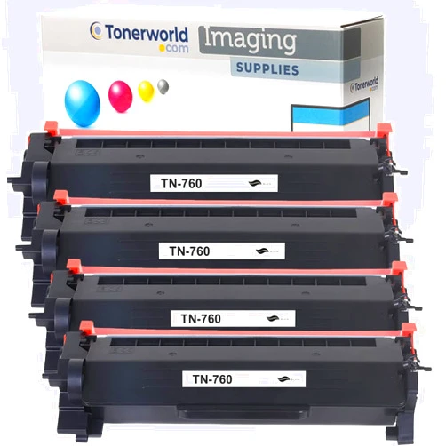 TONERWORLD.COM TonerWorld Compatible Black Toner Replacement for The Brother TN760 TN-760 (4-Pack)