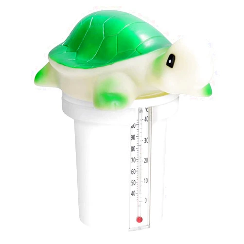Jorzer Floating Water Thermometer Pool Dispenser Chemical Chlorine Dispenser Animal Shape Tablets Device with Thermometer for Hot Tubs Swimming Pool Green