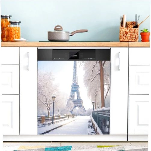 YETTASBIN Paris Eiffel Tower Dishwasher Magnet Cover, Reuseable Kitchen Fridge Door Magnet Sticker, Waterproof Refrigerator Microwave Magnet Cover Holiday Party Home Decor, 23 x 26 Inch