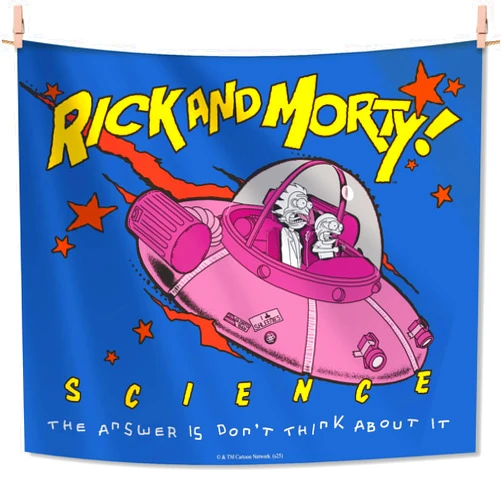 Charon Rick and Morty Blue Space Wall Tapestry for Room, Anime Space Wall Tapestry for Adult Teens, Cool Humour and Imagine Aesthetic, Hippie Decor Hanging Art, Photo backdrop Props Picnic Mat (Blue and Pink)