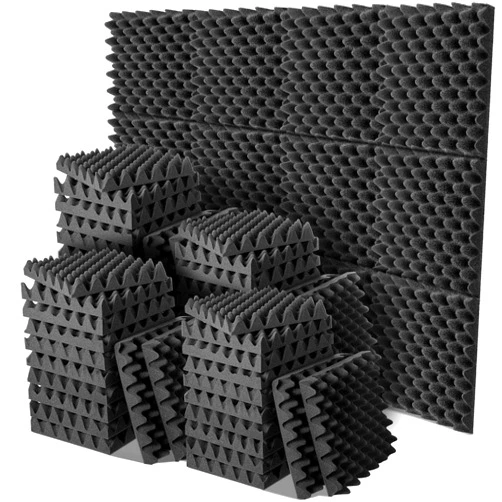 Pangda 60 Pack Acoustic Foam Panels 12 x 12 x 2 Sound Proof Panels for Walls High Density Egg Carton Foam Sheet Fire Resistant Sound Dampening Panels Noise Reducing for Studio Room Home Door Ceiling