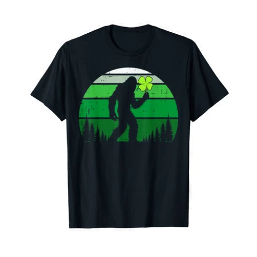 St Patricks Day Shirts Men Women Boys Girls Kids St Patricks Day Bigfoot Clover Retro Sasquatch Men Women Kid T-Shirt