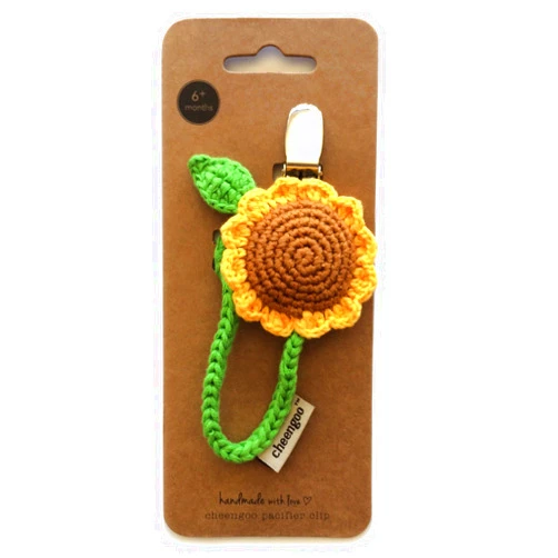 Cheengoo Organic Hand Crocheted Pacifier Clip - Sunflower