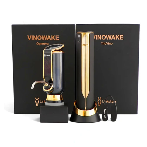 Linkstyle.life VINOWAKE Deluxe Wine Connoisseur Gift Set - OPENERO (wine bottle opener) and TRIOVINO (wine aerator, dispenser and preserver)