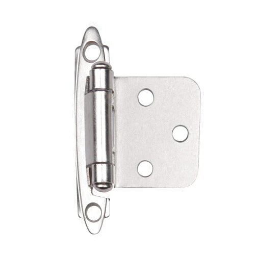 ANGSTROM 2-Pack Partially Exposed Cabinet Hinges, 180-Degree Self-Closing, Surface-Mount Full Overlay (Nickel Plated)