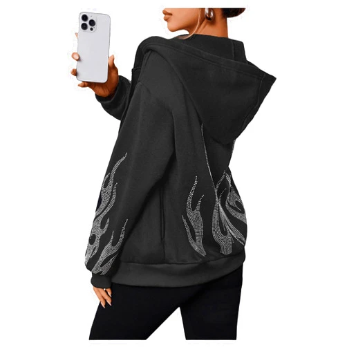 SOLY HUX Womens Zip Up Hoodie Y2k Graphic Oversized Sweatshirt Long Sleeve Jackets Fall Outfits